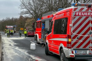 PKW-Brand auf der B469 bei Stockstadt am Main